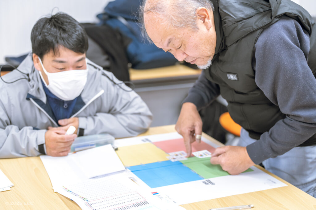 alt="それぞれのEGプロファイルの特性を見て散らばりを確認している様子"